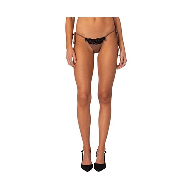 Edikted Women's Cassey Lacey String Bikini Bottom