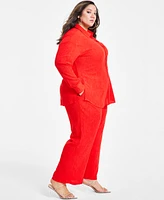 Nina Parker Trendy Plus Size Textured Pull-On Pants