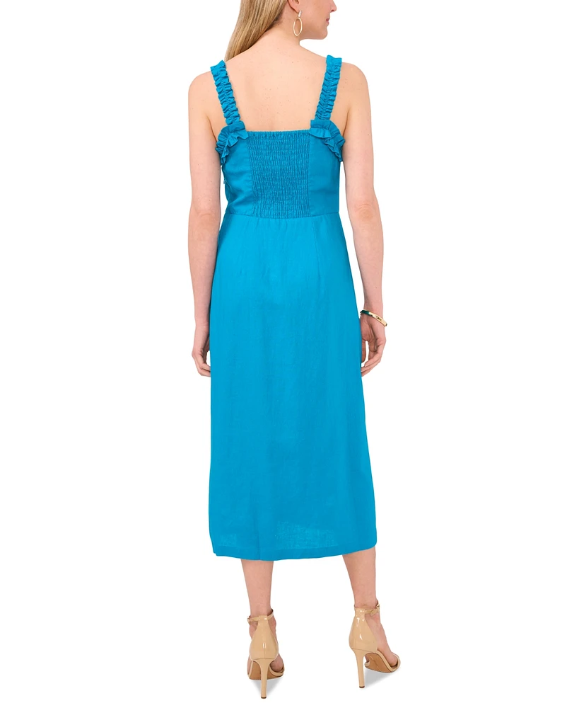 1.state Women's Ruffled Square-Neck Sleeveless Midi Dress