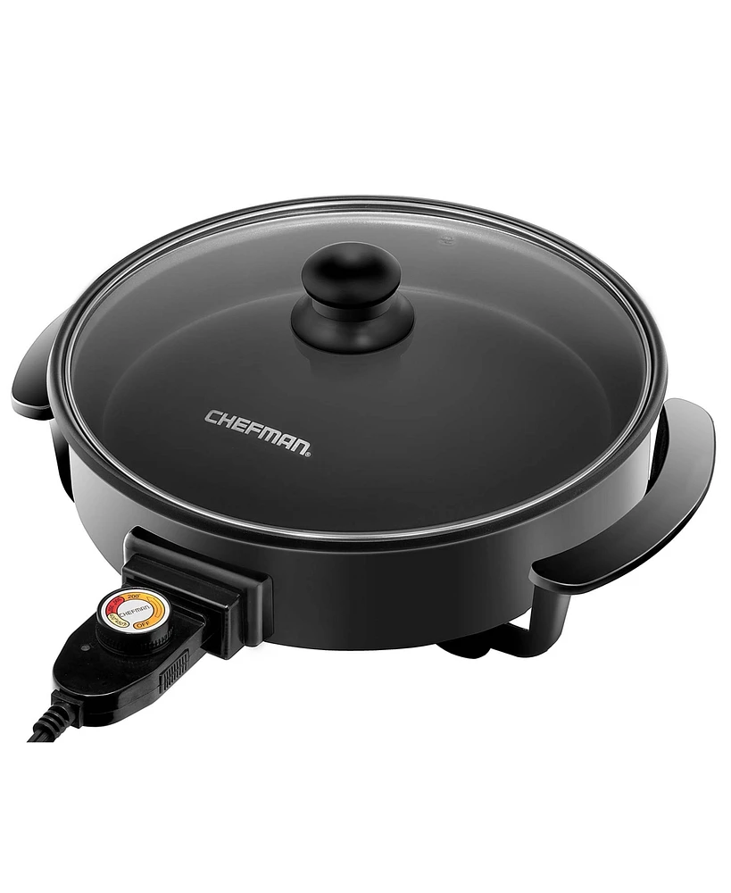 Chefman 12" Round Electric Non-Stick Skillet with Tempered Glass Lid