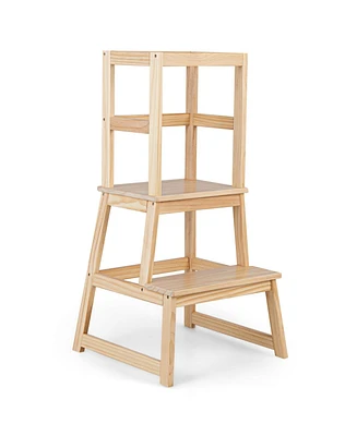 Slickblue 2-in-1 Multifunctional Toddler Step Stool with Safety Rail
