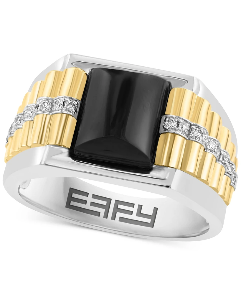 Effy Men's Onyx & Diamond Accent Ring in Sterling Silver & 14k Gold-Plate