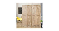 Slickblue 5.6 Ft 4 Panels Folding Wooden Room Divider