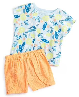 First Impressions Baby Girls Tropical Print T Shirt Ruffled Shorts Created For Macys