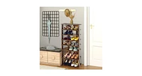 Slickblue 7-Tier Dual 14 Pair Shoe Rack Free Standing Concise Shelves Storage