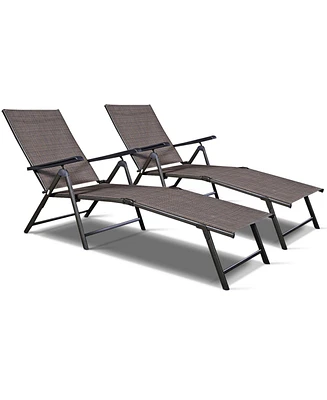 Slickblue Set of 2 Adjustable Chaise Lounge Chair with 5 Reclining Positions