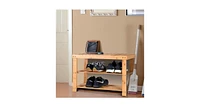 Slickblue 2-Tier Bamboo Shoe Bench Entryway Storage Racks