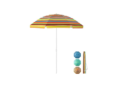 Slickblue 6.5 Feet Patio Beach Umbrella with Waterproof Polyester Fabric