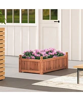 Slickblue 46 x 24 x 16 Inch Rectangular Planter Box with Drainage Holes for Backyard Garden Lawn-Brown