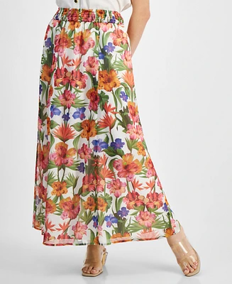 I.n.c. International Concepts Petite Textured Floral-Print Maxi Skirt, Created for Macy's