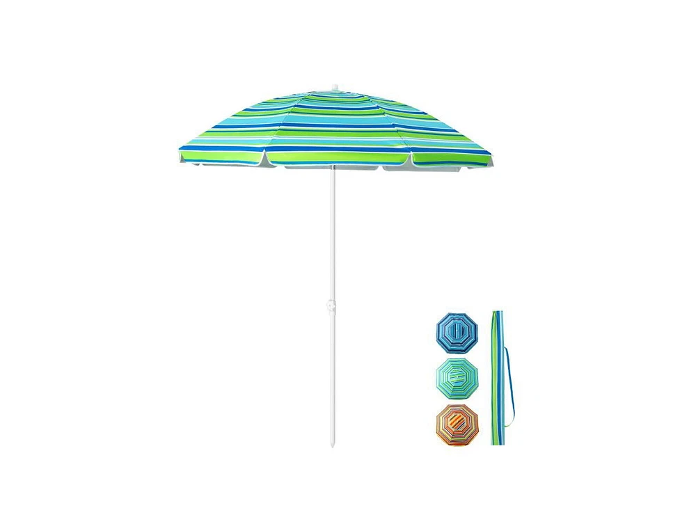 Slickblue 6.5 Feet Patio Beach Umbrella with Waterproof Polyester Fabric