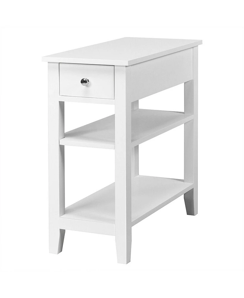 Slickblue 3-Tier Nightstand Bedside Table Sofa Side with Double Shelves Drawer