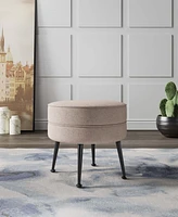 Manhattan Comfort Bailey 18.11" Woven Polyester Blend Upholstered Rubberwood Ottoman