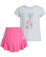 adidas Toddler & Little Girls 2-Pc. Heather Graphic T-Shirt and Skort Set