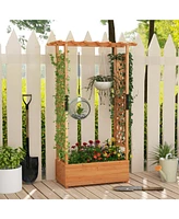 Slickblue Raised Garden Bed with Arch Trellis-Orange