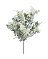 Vickerman 16" Artificial Green Flocked Dusty Miller Bush, Set of 2