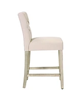 WestinTrends 24" Linen Fabric Tufted Counter Stool