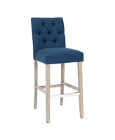 WestinTrends Linen Fabric Tufted Bar Stool (Set of 2