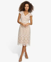 kensie Women's Floral-Lace A-Line Dress