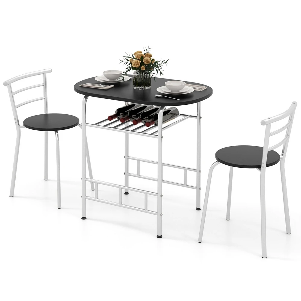 Slickblue 3-Piece Home Kitchen Bistro Pub Table Set with 2 Chairs