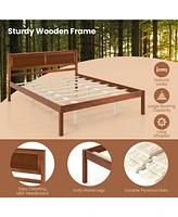 Slickblue Bed Frame with Wooden Headboard and Slat Support