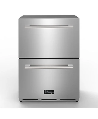 Fc Design 24-inch Indoor Outdoor Refrigerator Drawer In Stainless Steel, Built-in Beverage Refrigerator
