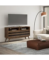 Simpli Home Clarkson Solid Acacia Wood Tv Stand in Rustic Natural Aged Brown For TVs up to 60 inches