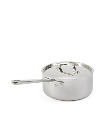 Martha Stewart Collection Stainless Steel 3 Qt Low Saucepan with Lid