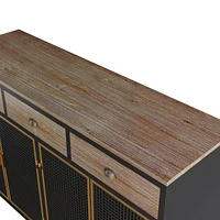 4 Doors Modern Sideboard With 3 Top Drawers, Freestanding Sideboard Storage Cabinet Entryway