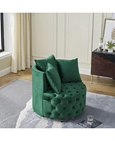 Streamdale Furniture Green velvet swivel chair with 3 pillows & wheels