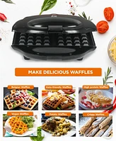 Commercial Chef Waffle Maker, Nonstick Mini Waffle Maker, Easy-to-Clean Electric Waffle Iron for Breakfast Waffles with Cool Touch Housing Power on Li