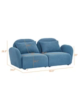 Simplie Fun Lazy Sofa Loveseat Teddy Fabric Blue