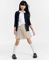 Nautica Big Girls Uniform Pointelle-Stitching Cardigan