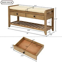 Shoe Rack With Cushioned Seat And Drawers, Multipurpose Entryway Storage Bench