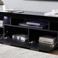 Streamdale Furniture Modern Tv Stand With Led Lights, High Glossy Front Tv Cabinet