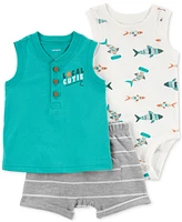 Carter's Baby Boys 3-Pc. Fish Little Sleeveless T-Shirt, Bodysuit & Stripe Shorts Set