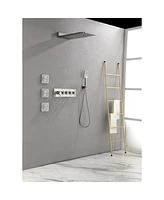 Wall Mounted Waterfall Rain Shower System With 3 Body Sprays & Handheld Shower