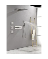 Streamdale Furniture Wall Mounted Waterfall Rain Shower System With 3 Body Sprays & Handheld Shower