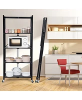 Streamdale Furniture Healthsmart 5-Tier Heavy Duty Foldable Metal Rack Storage Shelving Unit With Wheels