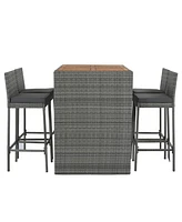 Streamdale Furniture 5-Pieces Outdoor Patio Wicker Bar Set, Bar Height Chairs With Non-Slip Feet And Fixed Rope