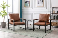 Modern Pu Leather Accent Chair With Powder Coated Metal Frame, Single Sofa