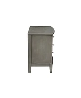 Streamdale Furniture Bedroom Furniture 3 Drawers Nightstand Gray Finish Birch Veneer Nickel Hardware Bedside Table