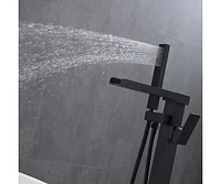 1-Handle Freestanding Bathtub Faucet With Hand Shower, Matte Black