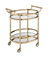 Streamdale Furniture Lakelyn Serving Cart, Brushed Bronze & Clear Glass