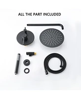 Streamdale Furniture 10" Matte Black Roud Rain Shower Head And Handheld Shower Head Set