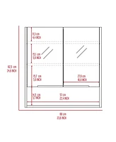 Streamdale Furniture Jaspe Mirror Cabinet, Three Internal Shelves, One Open Shelf, Double Door Cabinet