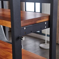 Solid Mahogany Wood Dining Table with Space Saving Shelf