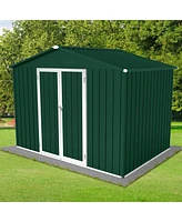 Streamdale Furniture Metal Garden Sheds 6FTx8FT Outdoor Storage Sheds Green+White