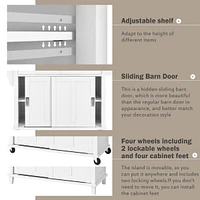 Simplie Fun White Kitchen Cart with Drop-Leaf Countertop