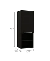 Streamdale Furniture Mila Bathroom Cabinet, Two Interior Shelves, Two External Shelves, Single Door Cabinet - Black